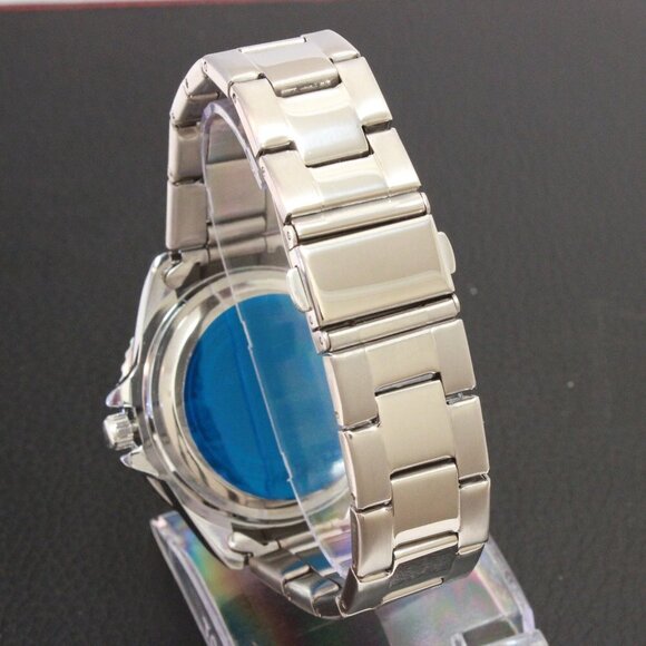 Men's Diver Style Watch Black Uni-directional Bezel Stainless Bracelet 40mm - Picture 11 of 11